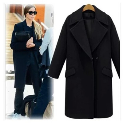 

Roseonmyhand Womens Winter Lapel Wool Coat Button Trench Jacket Loose Plus Overcoat Outwear