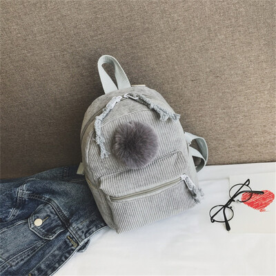 

Tailored Large Capacity Solid Color Corduroy Casual Backpack School Bag