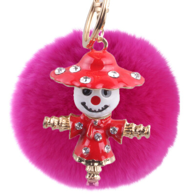 

New Diamond Scarecrow Rex Rabbit Hairball Keychain Bag Pendant Mobile Car Pendant