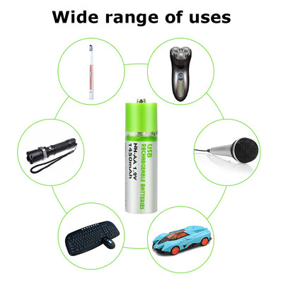 

2PCS 12V AA 1450mAh USB Rechargeable Battery Ni-MH Charging Battery Pre-charged for toy Remote Control Computer Mouse Alarm