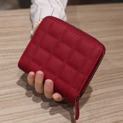 

2019 Fashion Woman Wallet With Coin Bag Zippers Small Women Wallets PU Leather Female Plaid Purses Card Holder Wallet