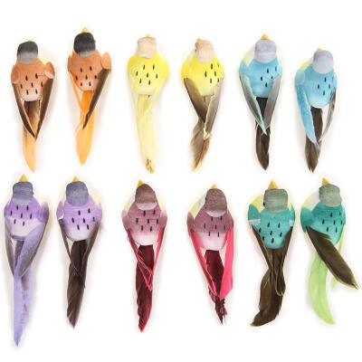 

12pcs Artificial Foam Bird Colorful Feather Bird Home Wedding Decoration