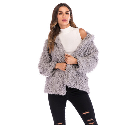 

Roseonmyhand Women Hooded Sweatshirt Coat Winter Warm Wool Pockets Cotton Coat Outwear