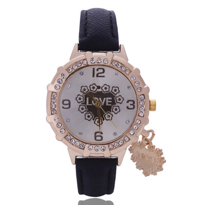 

Love peach pendant belt watch female models digital diamond table