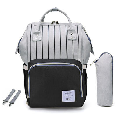 

Stripes Waterproof Mummy Backpacks Large USB Port Maternity Diaper Handbag