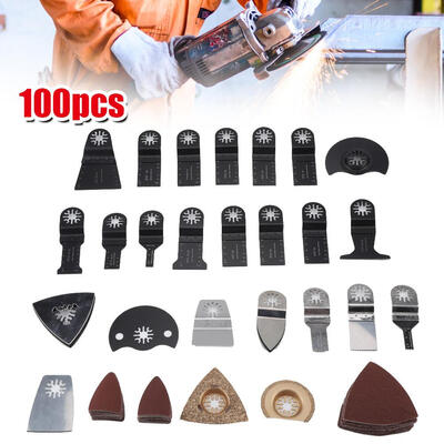 

Electric Grinder Parts100pcs Oscillating Saw Blades&Sanding Paper Electric Grinder Parts for Wood Plastic Metal