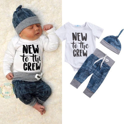 

Newborn Infant Kid Baby Boy Girl 3pcs Clothes Jumpsuit Romper Pants Outfits Sets