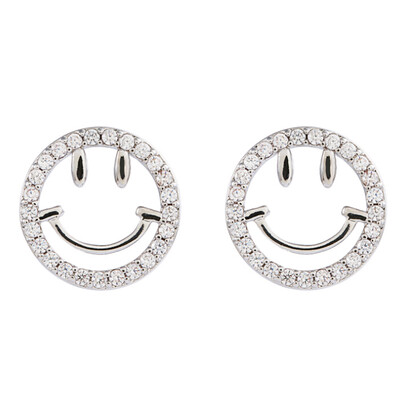 

Smiley Face Brushed Silver Stud Earrings Hot