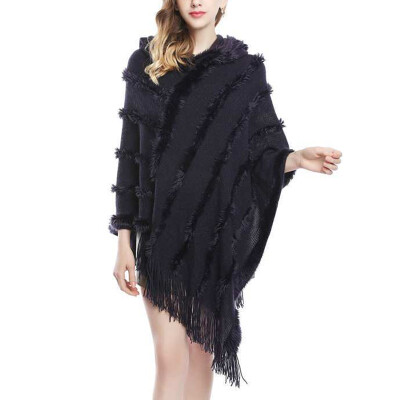 

Women Fashion Irregular Cloak Sweater Pullover Winter Warm Poncho Outwear 2019