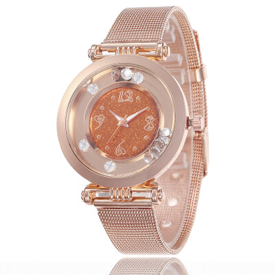 

Metal strap fashion ladies watch creative heart-shaped digital sand simple watch