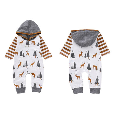 

Baby Hooded Cotton Christmas Long Sleeve Climb Clothes Newborn Jumpsuit 2018 New Infant Bodysuits Baby Clothing 0-18M