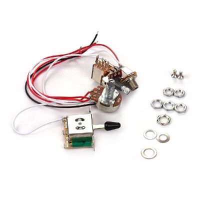 

Electric Guitar Wiring Harness Kit Replacement with 1 Volume 1 Tone 500K 3-Way Toggle Switch