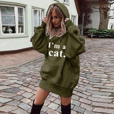 

Tailored Women Fashion Cat Letter Clothes Hoodies Pullover Coat Hoody Sweatshirt