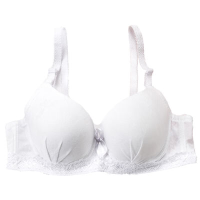 

Thin Ladies Underwear Sexy Lingerie Solid Color Bow 34 Cup Smooth Lace Adjustable Gathered Bra
