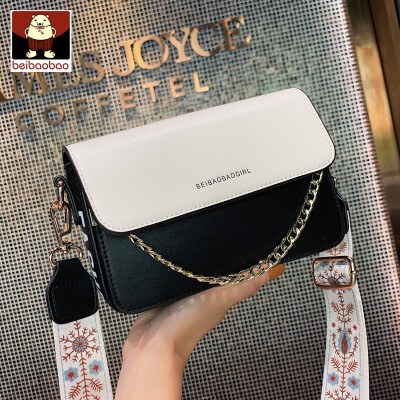 

Female 2019 spring&summer new tide Korean version of slung shoulder bag contrast small square bag wide shoulder strap diagonal