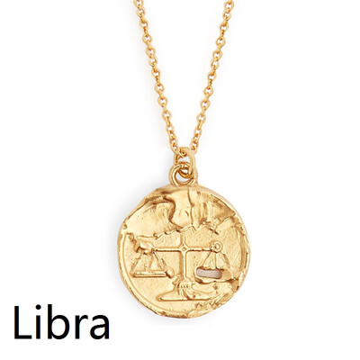 

Star Zodiac Sign 12 Constellation Coin Necklaces & Pendants Choker Necklaces for Women Long Chain Necklace bijoux femme