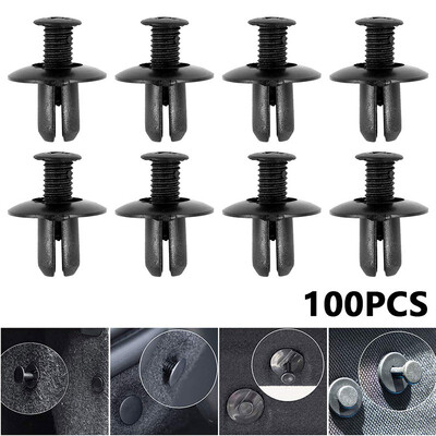 

100PCS 8mm Hole Plastic Rivets Fastener Push Clips Black for Car Auto Fender