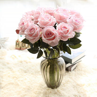 

Gobestart Artificial Fake Roses Flannel Flower Bridal Bouquet Wedding Party Home Decor GN