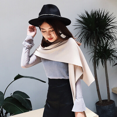 

Korean version of autumn&winter solid color warm cashmere scarf long section ladies wild warm scarf large shawl one generation