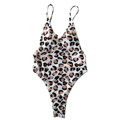 

Saidsome Leopard Print Women One-Piece Bikini Swimwear Bandage Push-Up Padded Swimsuit