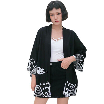 

Japanese Harajuku Women Kimono Blouse Cardigan Fashion Print Summer Sunscreen Shirts Female Beach Tops And Blouses