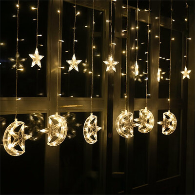 

25M Moon&star string lights icicle led curtain fairy lights Garden Xmas Christmas Wedding New Year Party Decoration Light