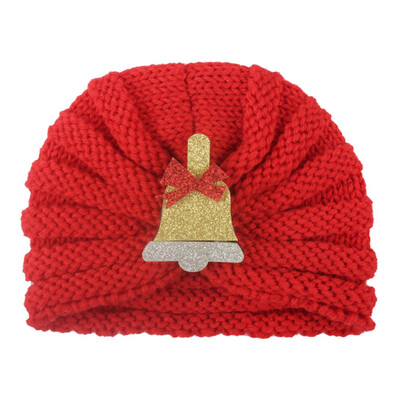 

Cartoon Christmas Santa Claus Gift Box Tree Bell Elk Knitted Slouchy Beanie Cap Kids Baby Boys Girls Muslim Turban Hat