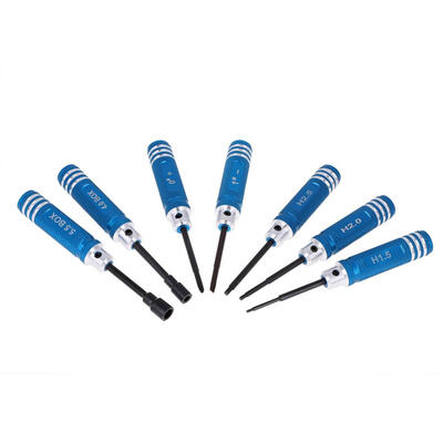 

7Pcs Tools Kit Hex Screw Driver Set For Transmitter RC Helicopter Plane Car BlueTools Kit