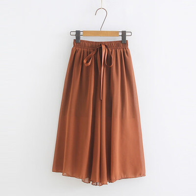 

New Fashion Women Chiffon Wide Leg bow Pant Casual high waist Pant Summer Female Eastic Waist Thin Pants Trousers