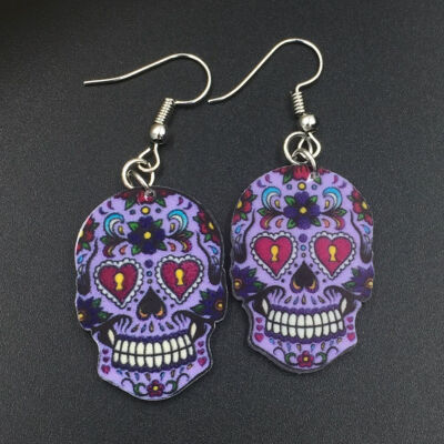 

Drop Flower Skull Head Earrings Acrylic Long Big Dangle Earrings News Women Jewelry Accessories Styles