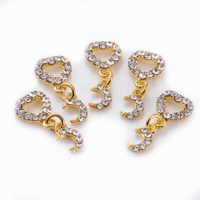 

5pcs Glitter Love Moon Nail Art Charms DIY Valentine Manicure Rhinestones