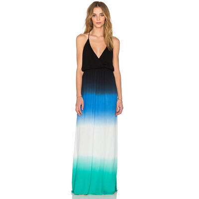 

Spaghetti Strap Women Maxi Deep V Neck Backless Sexy Printed Pencil Dress