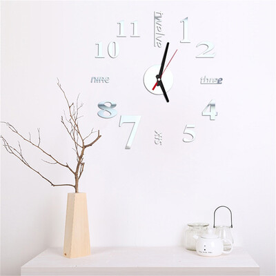 

JPGIF 3D DIY Roman Numbers Acrylic Mirror Wall Sticker Clock Home Decor Mural Decals