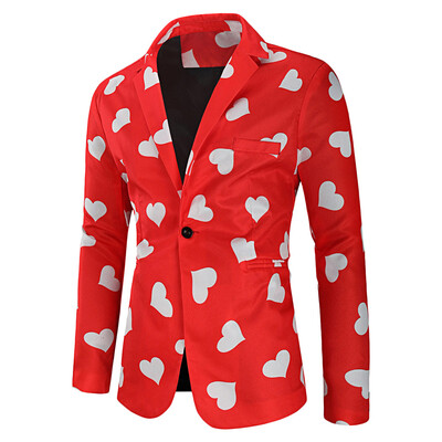 

Love Heart Print Valentine\s Day Casual Blazer