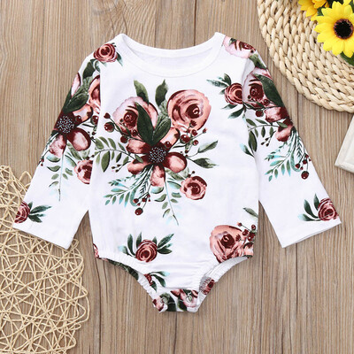 

Infant Baby Girls Boys Long Sleeve Floral Print Clothes Jumpsuit Romper Outfit