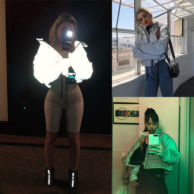 

Roseonmyhand Winter Fashion Reflective Short Keep Warm Women Casual Coat Top Ladies Jackets
