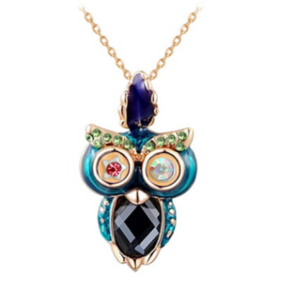 

Owl Necklace Wild Personality Funny British Wind Jewelry Diamond Pendant Necklace