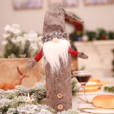 

Red Xmas Decor Faceless Beard Santa Claus Doll Wine Bottle Cover Clothes Gift