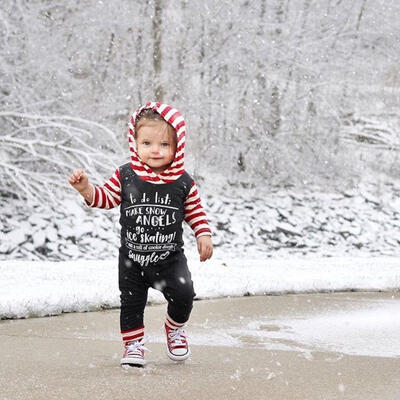 

Newborn Baby Girl Boy Clothes Stripes Long Sleeve Hoodie Romper Playsuit Outfits