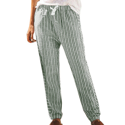 

2019 Fashion Womens Summer Elastic Waist Loose Pants Casual Striped Trousers