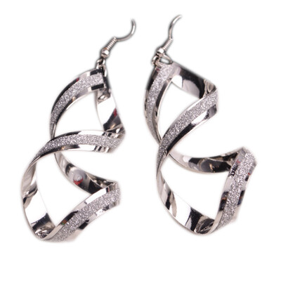 

Women Exaggerated Twist Spiral Lady Girl Frosted Dangle Hook Earrings Jewelry