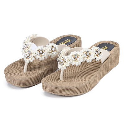 

Rose Womens Breathable Lightweight Sandals Thick Bottom Wearable Flower Flip Flops