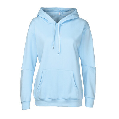 

Nomeni Sweatshirt Plus Size Women Long Sleeve Cut Out Solid Hooded Hole Pullover Tops