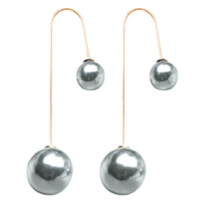 

2 Pairs Fashion Women&39s Double Sided U-Shaped Pearl Ball Drop Dangle Earrings Wedding Party Jewelry