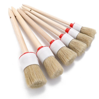 

6pcs Car Brush Kit Bristle Wood Handle Auto Care for Interior Dashboard Rims Wheel Air-conditioning Engine Wash Auto Detailing Cle