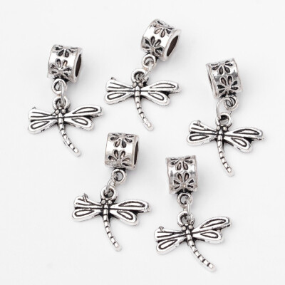 

Tibetan Style Alloy European Dangle Beads Dragonfly Antique Silver 26mm Hole 45mm