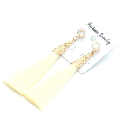 

New Long Tassel Earrings for Women Drop Fiber Dangle Brincos Boucle doreille Brush Earrings Fashion Jewelry Pendientes Bijoux