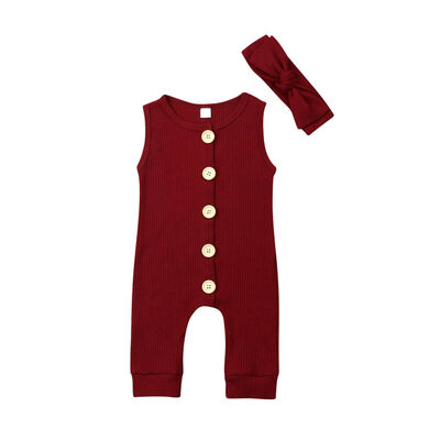 

Newborn Baby Boy Girl Knitting Cotton Sleeveless Romper Bodysuit Clothes Outfits
