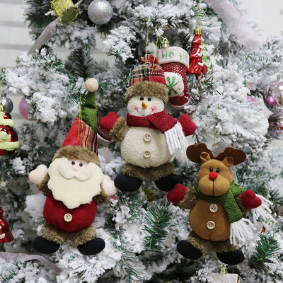 

Siaonvr 3PC Christmas Ornament Santa Snowman Toy Doll Hang Party Decoration