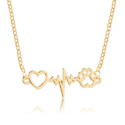 

2019 Women Fashion Pendant Necklace Heartbeat Wave Shaped Trendy Jewelry Heart Pendant Necklace For Gifts Lucky Necklace Female